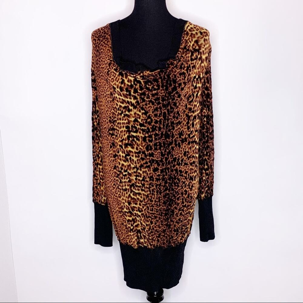 Jean Paul Gaultier Soleil leopard print cowl neck tunic dress size Smallโ